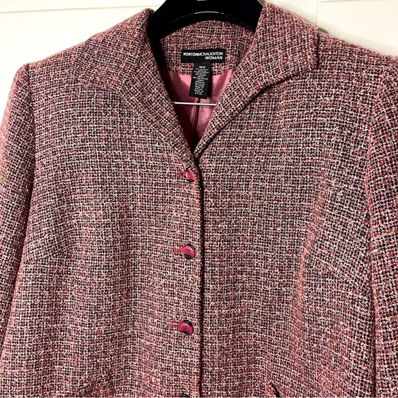 Vintage 90s/Y2K Norton McNaughton Pink Tweed Blazer Coat Size 18W - Picture 2 of 5